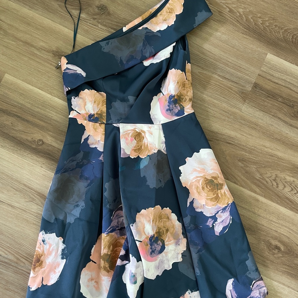 KEEPSAKE the Label Navy Floral One Shoulder A-line Dress